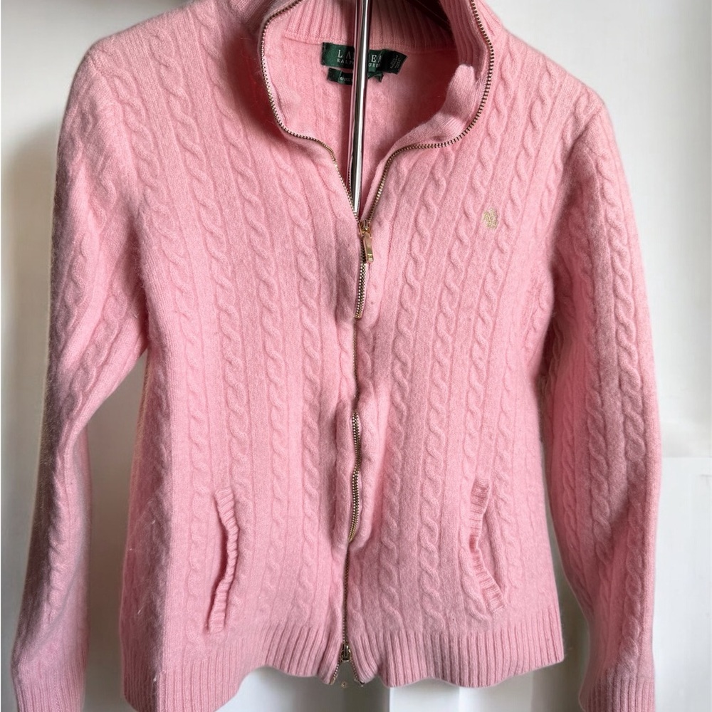 Ralph Lauren Pink Cable Knit Cardigan
